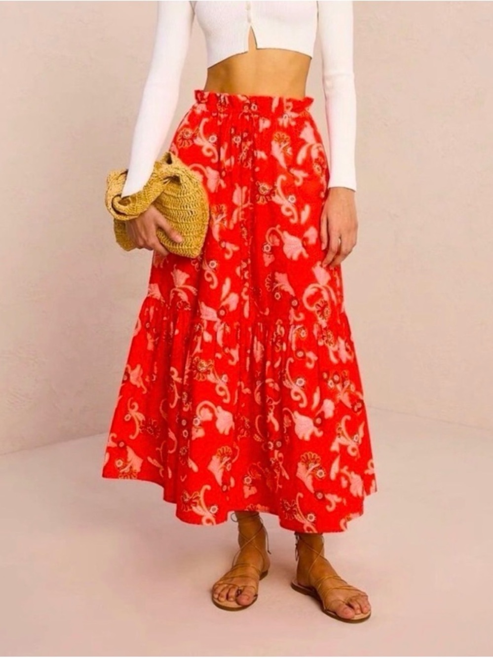 A.L.C. NWT!! Francis 100% Cotton Tiered Floral Maxi Skirt Size 10